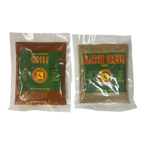 Barker's Hatch Green Chile Powder and Barker's New Mexico Red Chili Powder, 4 oz each