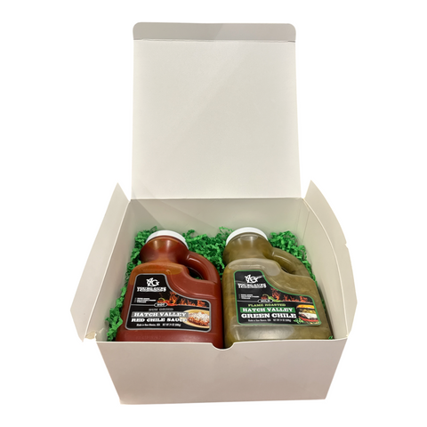 Red or Green? Chile Duo Gift Pack – Young Guns Hatch Valley diced green chile and red chile sauce gift box